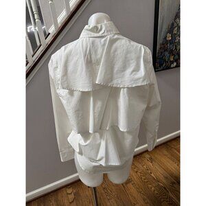AMO Denim White Cotton Poplin Ruffle Back Button Down Shirt Size XS